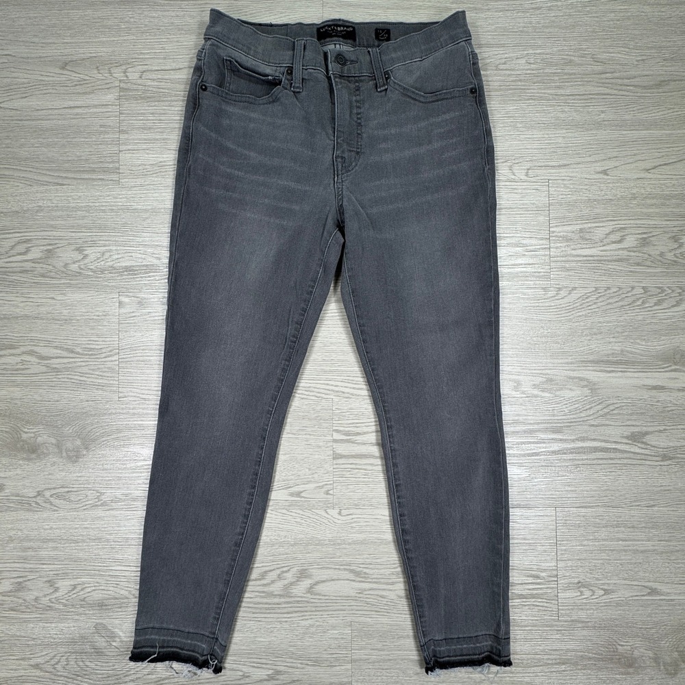 Lucky Brand Women's Jeans Ava Mid Rise Skinny Gray 10/30 Raw Released Hem Ankle